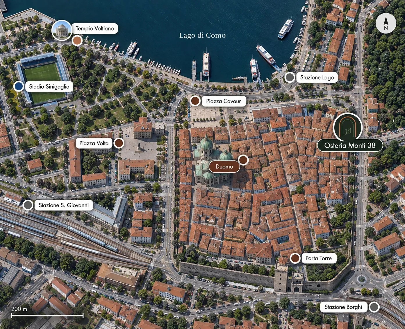 Vista dall'alto del centro di Como